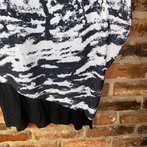Joan Vass Black Gray Forest Tree Layered Blouse Women's Size Large - Picture 3 of 6
